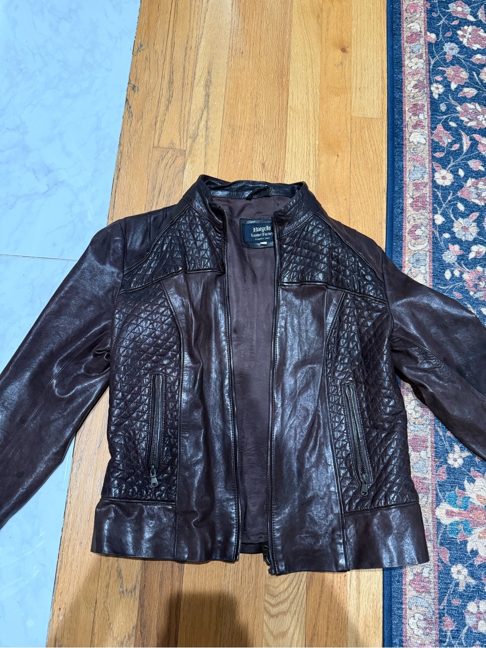 Leathersmith Quilted Panel Dark Brown Leather Jacket